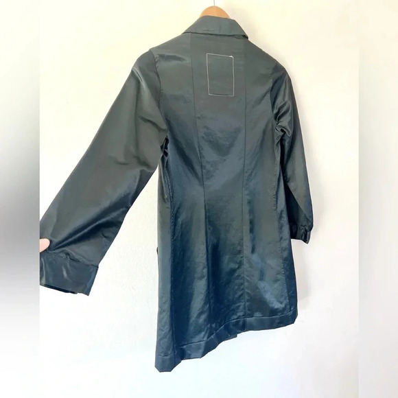 Holt Renfrew Vintage Blue Cotton Collared Long Line Button Front Jacket Size 44 - Picture 11 of 13